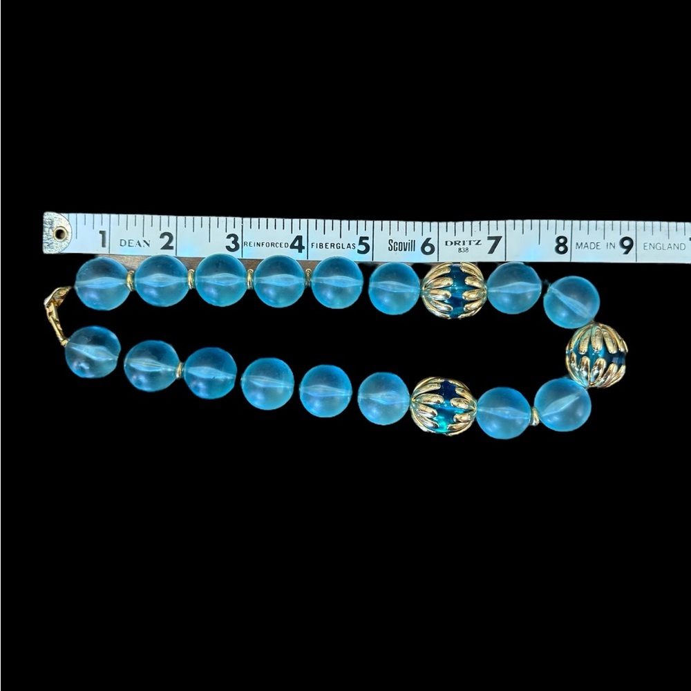 Vintage Napier Aqua Blue and Gold Beads